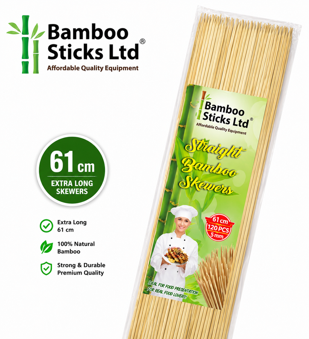 61cm 24 inch 5mm Kebab and Marshmallow Bamboo Roasting Sticks 120 sticks