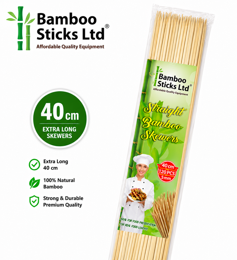 40cm 5mm Kebab and Marshmallow Bamboo Roasting Sticks 120 skewers