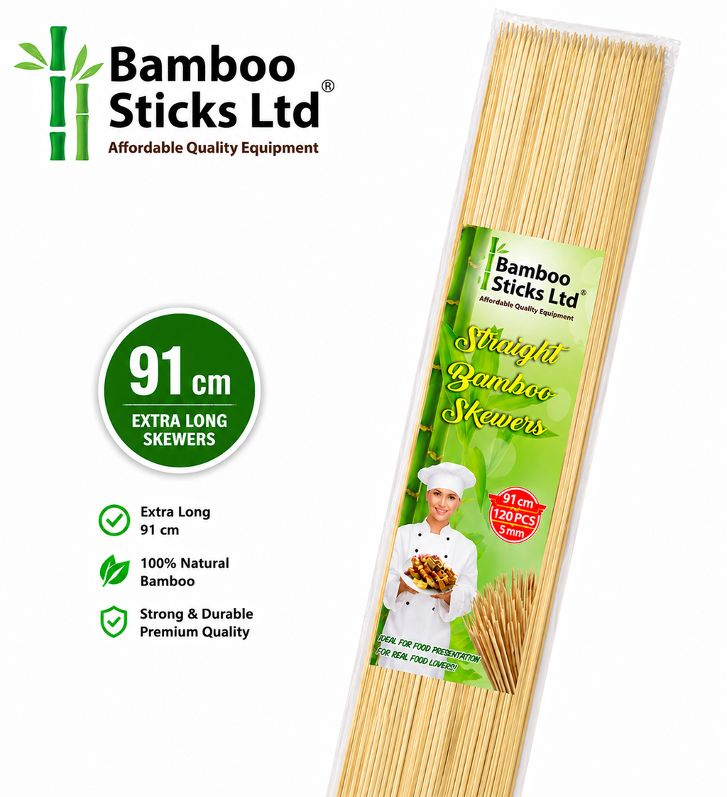 91cm 36 inch 5mm Kebab and Marshmallow Bamboo Roasting Sticks 120 sticks